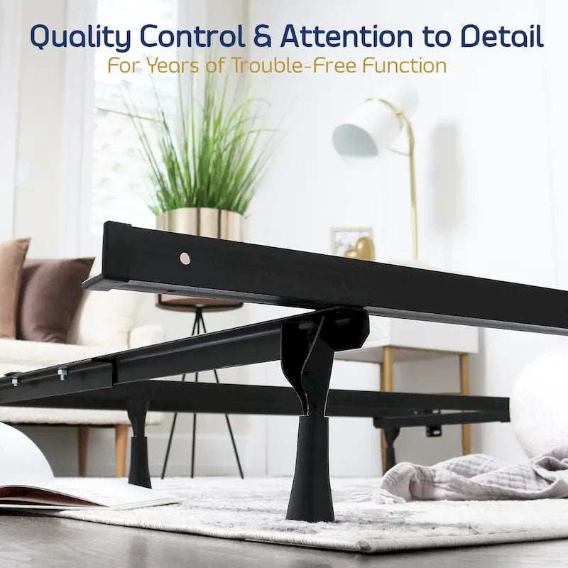 Black Metal Bed Frame, Adjustable, Queen/Full/Twin, 1-Person