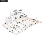 Lit plateforme de rangement pleine grandeur avec lit gigogne, espresso/blanc, bois massif, 2 couchages