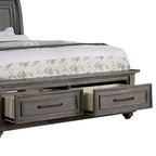 Antique Grey Oak Sleigh Bed with 2 Storage Drawers, for 2