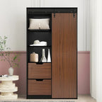 Brown Sliding Barn Door Wardrobe, Single Door, 1–2 Person