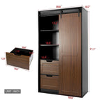 Brown Sliding Barn Door Wardrobe, Single Door, 1–2 Person