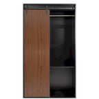 Brown Sliding Barn Door Wardrobe, Single Door, 1–2 Person