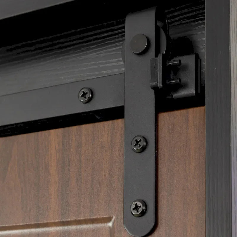 Brown Sliding Barn Door Wardrobe, Single Door, 1–2 Person