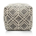 Pouf repose-pieds tissé Ivoire et Charbon, une place, 40,64 cm x 40,64 cm x 40,64 cm