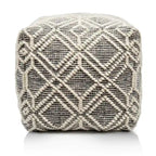 Pouf repose-pieds tissé Ivoire et Charbon, une place, 40,64 cm x 40,64 cm x 40,64 cm