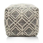 Loominaire handmade Addo wool, cotton natural fiber pouf footstool for living room bed room and family room (16 x16 x16 )