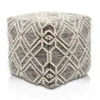 Pouf repose-pieds tissé Ivoire et Charbon, une place, 40,64 cm x 40,64 cm x 40,64 cm