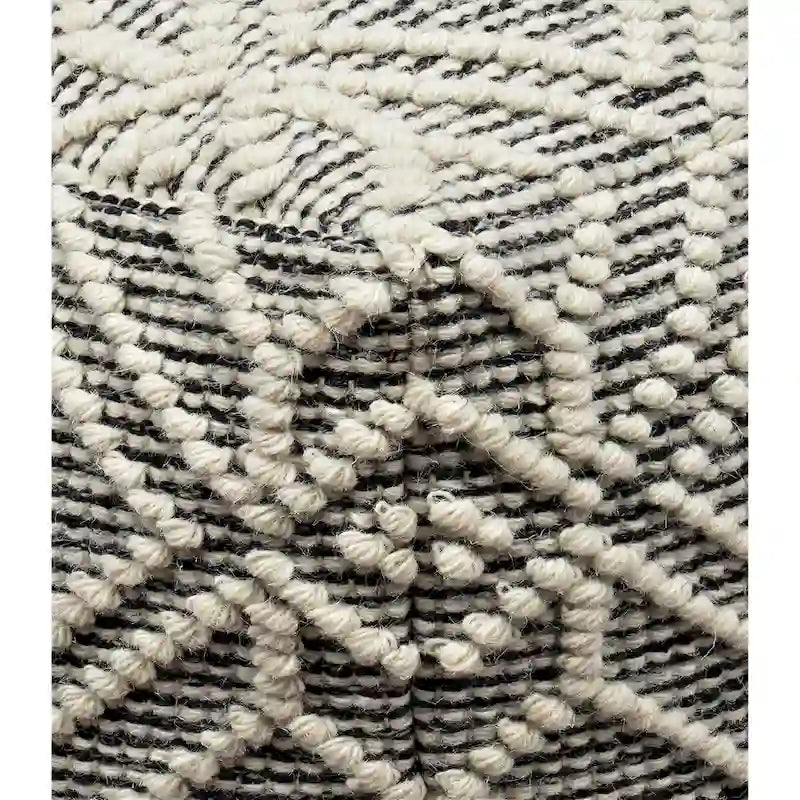Pouf repose-pieds tissé Ivoire et Charbon, une place, 40,64 cm x 40,64 cm x 40,64 cm