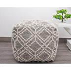 Pouf repose-pieds tissé Ivoire et Charbon, une place, 40,64 cm x 40,64 cm x 40,64 cm