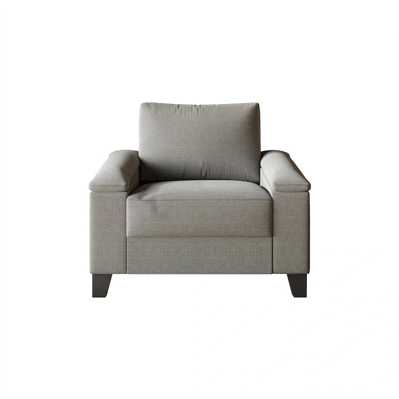 Linen Upholstered Accent Armchair, 1-Seater (Light Blue / Grey / Dark Beige / Blue / Beige)