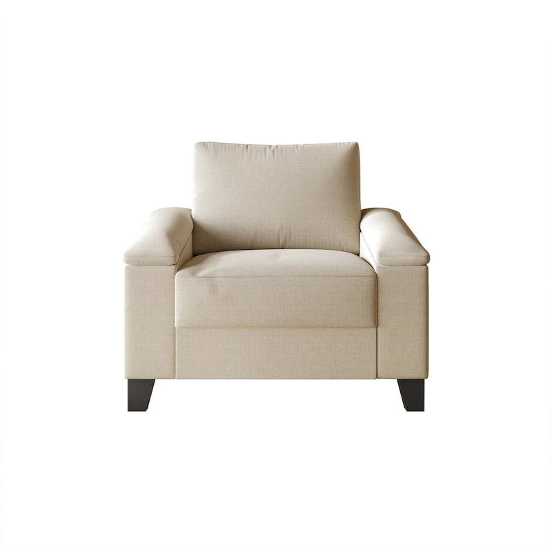 Linen Upholstered Accent Armchair, 1-Seater (Light Blue / Grey / Dark Beige / Blue / Beige)