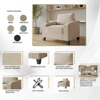 Linen Upholstered Accent Armchair, 1-Seater (Light Blue / Grey / Dark Beige / Blue / Beige)