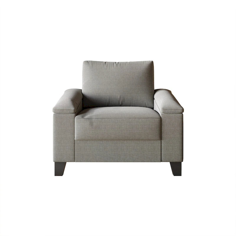 Linen Upholstered Accent Armchair, 1-Seater (Light Blue / Grey / Dark Beige / Blue / Beige)