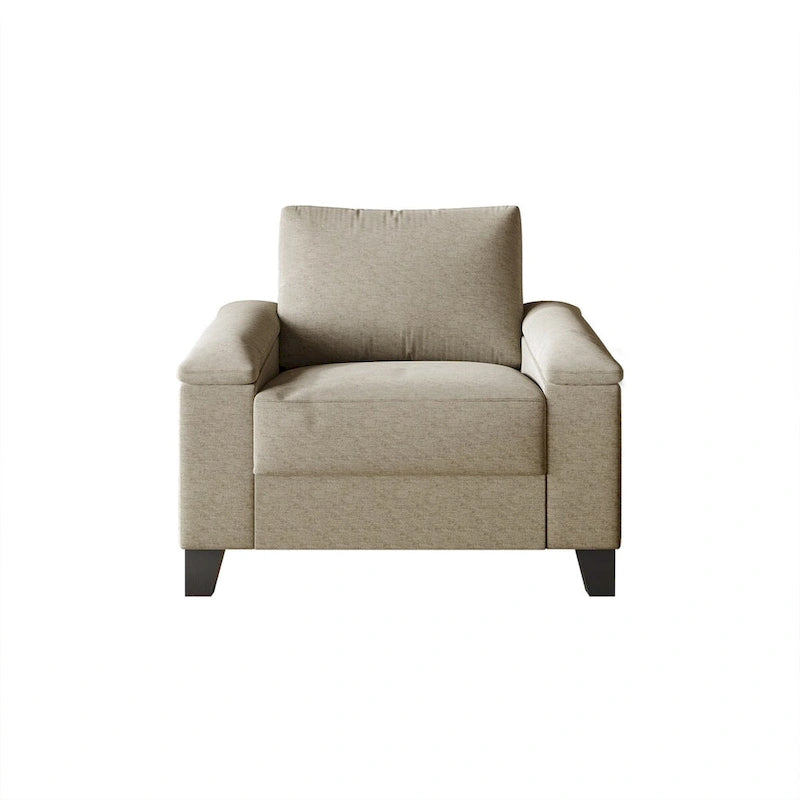 Linen Upholstered Accent Armchair, 1-Seater (Light Blue / Grey / Dark Beige / Blue / Beige)