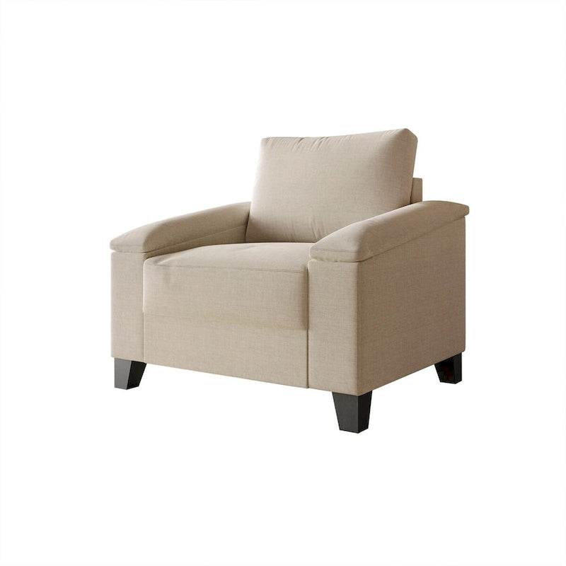 Linen Upholstered Accent Armchair, 1-Seater (Light Blue / Grey / Dark Beige / Blue / Beige)