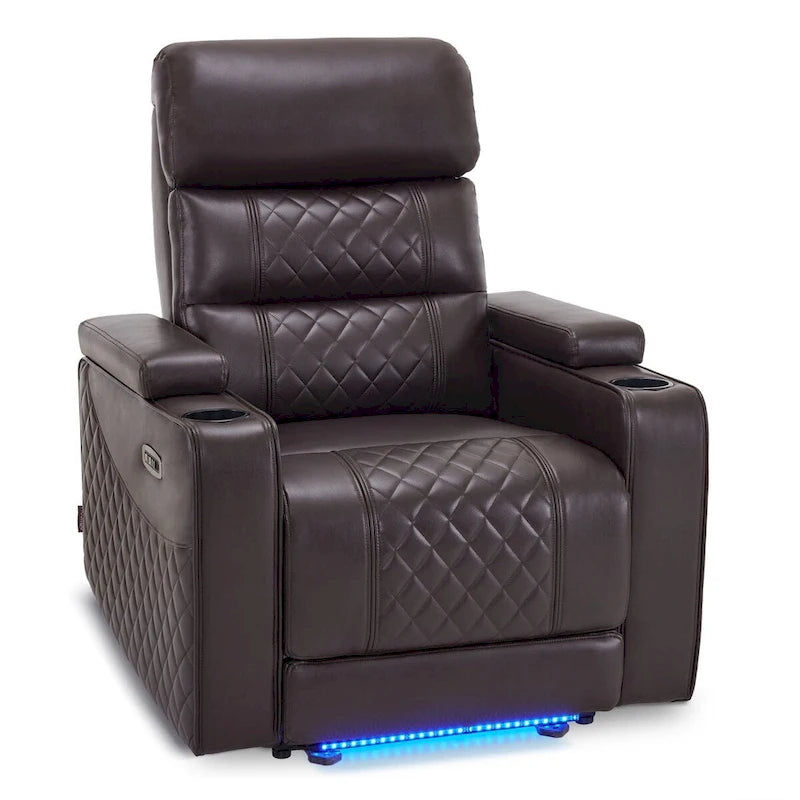 Black / Grey / Brown Power Recliner Chair with Adjustable Headrest, LED & USB, Faux Leather, 1-Seat