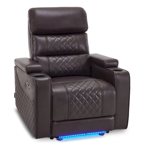 Black / Grey / Brown Power Recliner Chair with Adjustable Headrest, LED & USB, Faux Leather, 1-Seat
