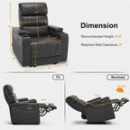 Black / Grey / Brown Power Recliner Chair with Adjustable Headrest, LED & USB, Faux Leather, 1-Seat