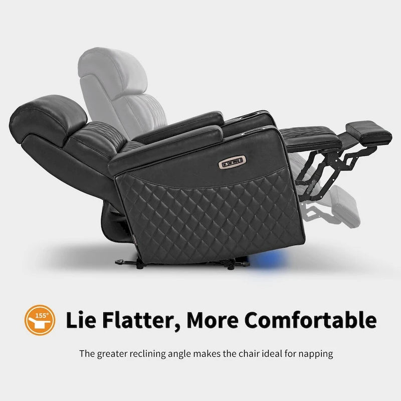 Black / Grey / Brown Power Recliner Chair with Adjustable Headrest, LED & USB, Faux Leather, 1-Seat