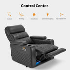 Black / Grey / Brown Power Recliner Chair with Adjustable Headrest, LED & USB, Faux Leather, 1-Seat