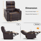 Black / Grey / Brown Power Recliner Chair with Adjustable Headrest, LED & USB, Faux Leather, 1-Seat