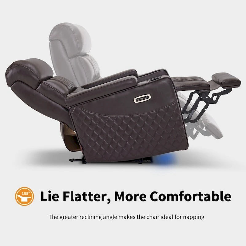 Black / Grey / Brown Power Recliner Chair with Adjustable Headrest, LED & USB, Faux Leather, 1-Seat
