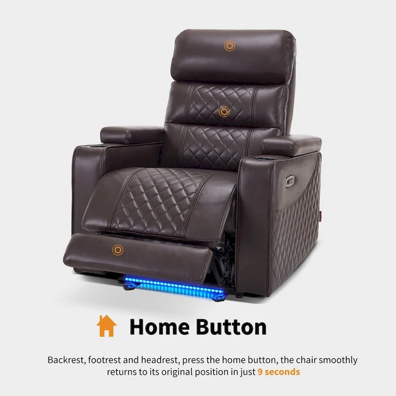 Black / Grey / Brown Power Recliner Chair with Adjustable Headrest, LED & USB, Faux Leather, 1-Seat