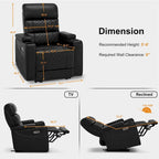 Black / Grey / Brown Power Recliner Chair with Adjustable Headrest, LED & USB, Faux Leather, 1-Seat
