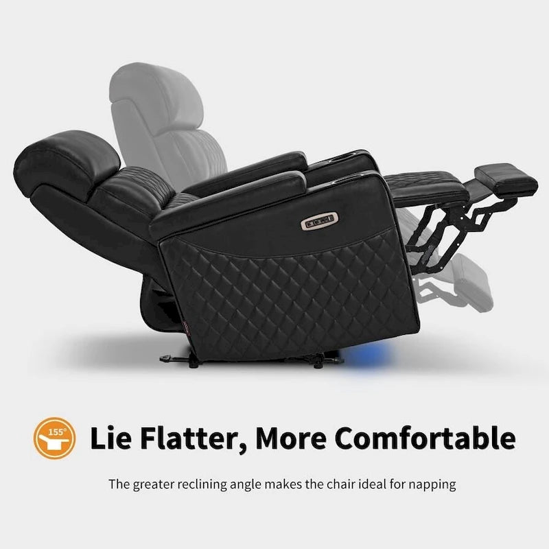 Black / Grey / Brown Power Recliner Chair with Adjustable Headrest, LED & USB, Faux Leather, 1-Seat