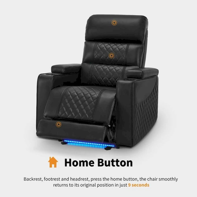 Black / Grey / Brown Power Recliner Chair with Adjustable Headrest, LED & USB, Faux Leather, 1-Seat