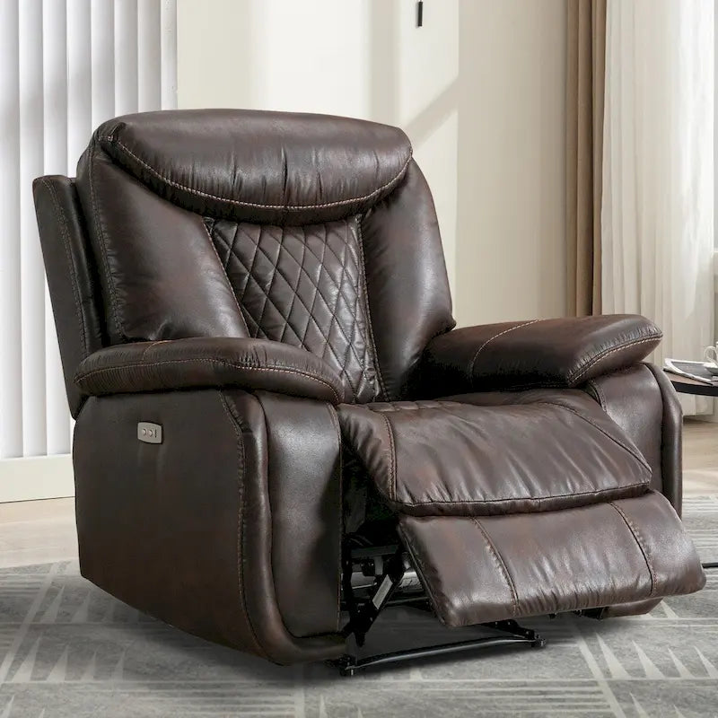 Faux Leather Electric Power Recliner, Single Seat, Light Brown / Brown / Black / Dark Brown