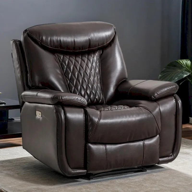 Faux Leather Electric Power Recliner, Single Seat, Light Brown / Brown / Black / Dark Brown