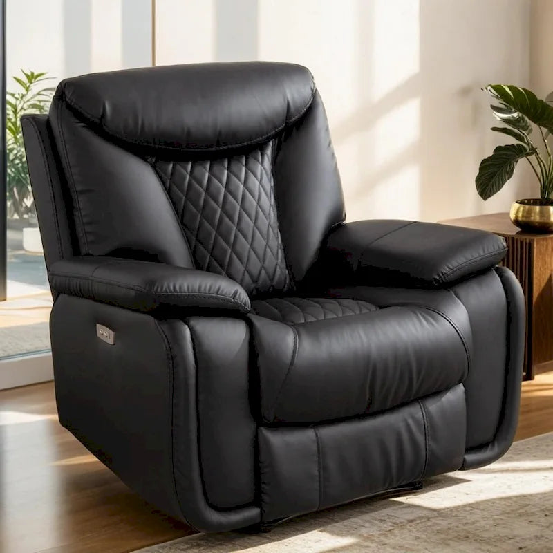 Faux Leather Electric Power Recliner, Single Seat, Light Brown / Brown / Black / Dark Brown
