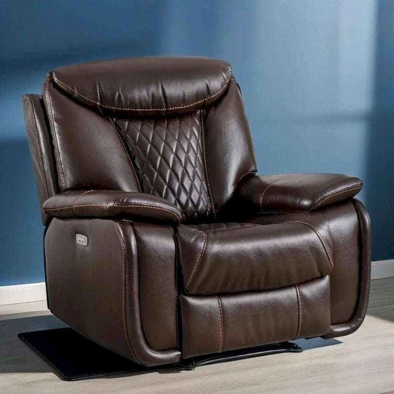 Faux Leather Electric Power Recliner, Single Seat, Light Brown / Brown / Black / Dark Brown