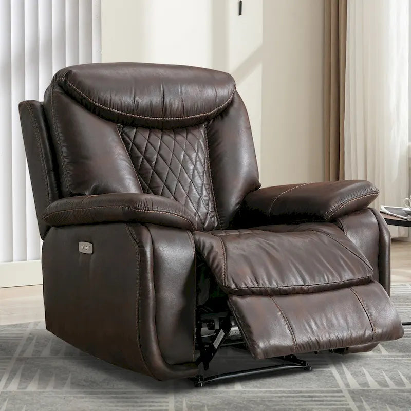 Faux Leather Electric Power Recliner, Single Seat, Light Brown / Brown / Black / Dark Brown