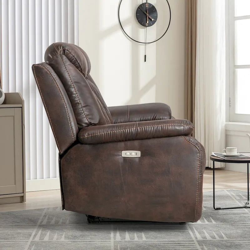 Faux Leather Electric Power Recliner, Single Seat, Light Brown / Brown / Black / Dark Brown