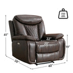 Faux Leather Electric Power Recliner, Single Seat, Light Brown / Brown / Black / Dark Brown