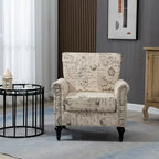Fauteuil d'appoint mi-siècle gris et beige, fauteuil tapissé en lin, lot de 2