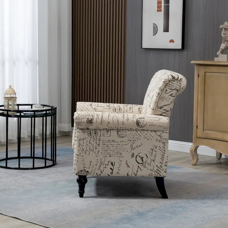 Fauteuil d'appoint mi-siècle gris et beige, fauteuil tapissé en lin, lot de 2