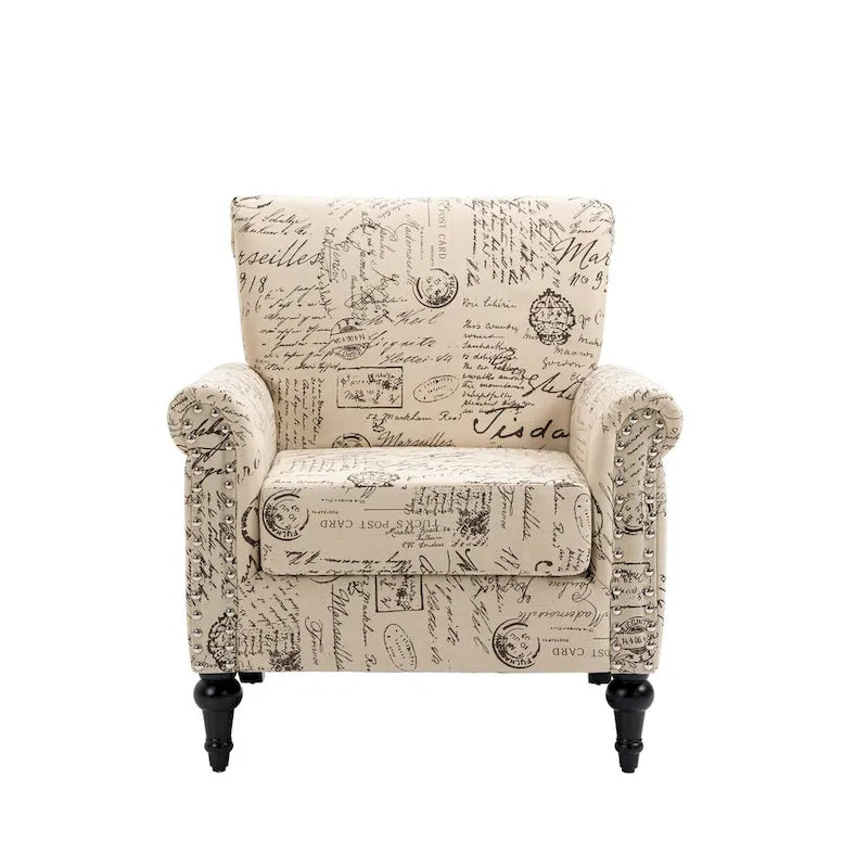 Fauteuil d'appoint mi-siècle gris et beige, fauteuil tapissé en lin, lot de 2