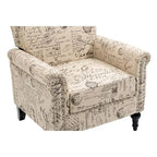 Fauteuil d'appoint mi-siècle gris et beige, fauteuil tapissé en lin, lot de 2