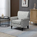Fauteuil d'appoint mi-siècle gris et beige, fauteuil tapissé en lin, lot de 2
