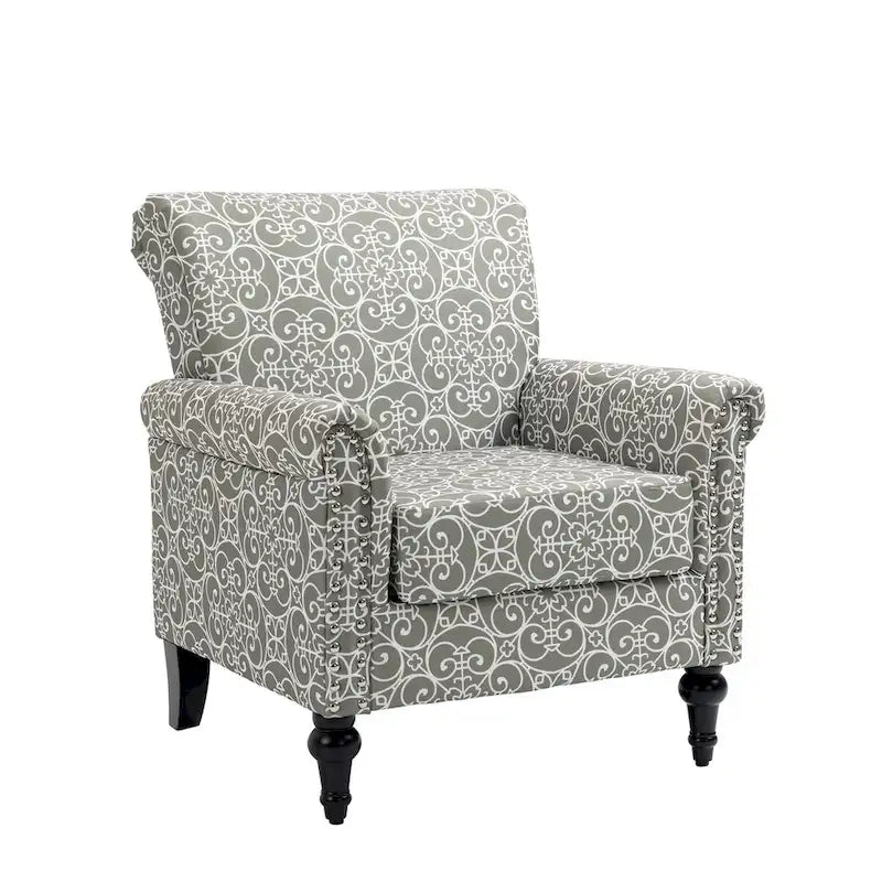 Fauteuil d'appoint mi-siècle gris et beige, fauteuil tapissé en lin, lot de 2