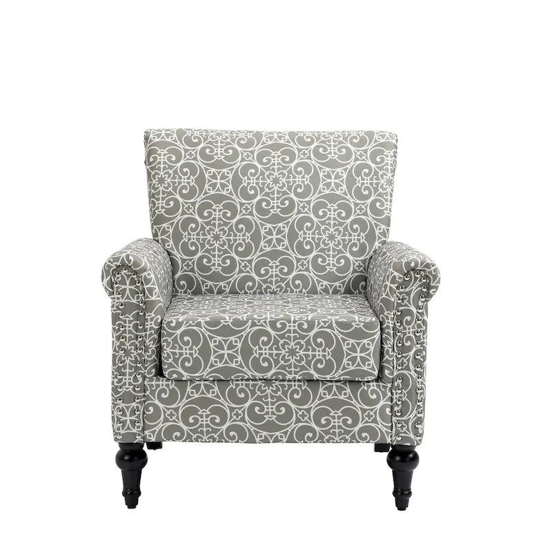 Fauteuil d'appoint mi-siècle gris et beige, fauteuil tapissé en lin, lot de 2
