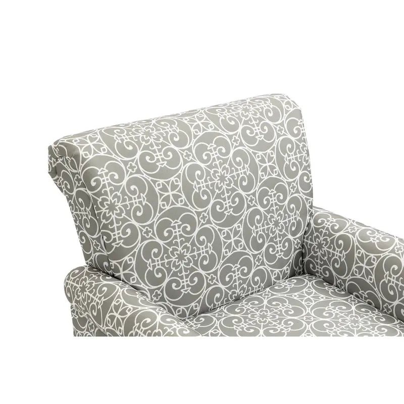 Fauteuil d'appoint mi-siècle gris et beige, fauteuil tapissé en lin, lot de 2