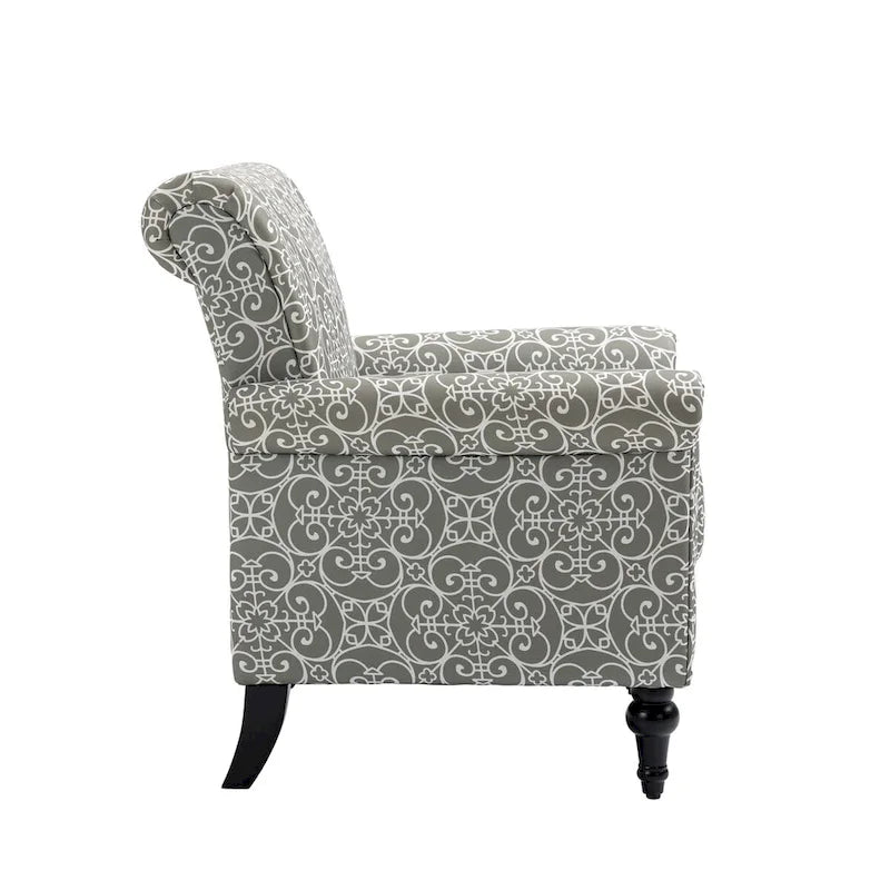Fauteuil d'appoint mi-siècle gris et beige, fauteuil tapissé en lin, lot de 2