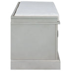 Banc de rangement rétro un siège avec coussin, finition gris lavé / blanc / bleu marine vieilli