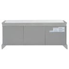 Banc de rangement rétro un siège avec coussin, finition gris lavé / blanc / bleu marine vieilli