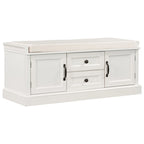 Banc de rangement rétro un siège avec coussin, finition gris lavé / blanc / bleu marine vieilli