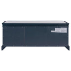Banc de rangement rétro un siège avec coussin, finition gris lavé / blanc / bleu marine vieilli